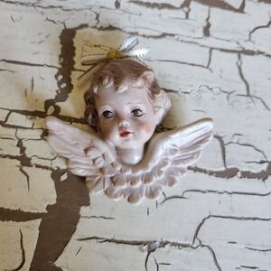Vintage Scioto 89 Porcelain Angel Christmas Ornament